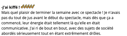 L'avis du public sur le spectacle de Sophie et Alexandra
